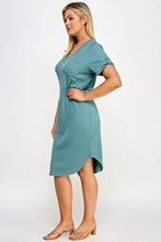 Load image into Gallery viewer, Plus Size Smocked V-neck Shirt Tail Dress PL2463P-D