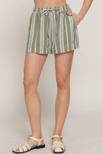Load image into Gallery viewer, , 0109 Stripe Print Linen Effect Shorts w/ Pockets SI-27887
