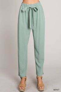 Linen Blend Comfy Crop Women's Pants NAVY