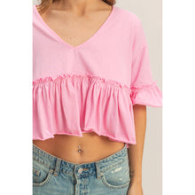 Load image into Gallery viewer, V-Neck Ruffle Hem Top