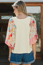 Load image into Gallery viewer, Fashion-W Floral Patchwork Half Batwing Sleeve Blouse