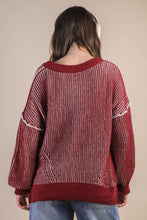 Load image into Gallery viewer, 12W3376N-Oversized Two Tone Knit Casual Sweater Top