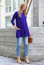 Load image into Gallery viewer, ...SC147248 LONG SLEEVE BOAT NECK FLARED TOP WITH SIDE POCKETS