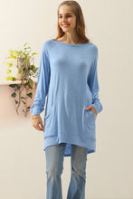 Load image into Gallery viewer, CWTTL1491-P_PLUS SIZED R NECK LONG SLEEVE SLUB LONG KNIT TOP