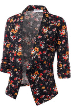 Load image into Gallery viewer, CWOBL091_Casual Work Ruched 3/4 Slv Open Front Blazer Jacket