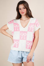 Load image into Gallery viewer, 12W3370N-Bow Grapic Knit Summer Sweater Top