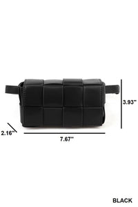 Vegan Leather Woven Crossbody Waist Bag