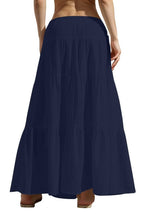 Load image into Gallery viewer, CWBLS0558 _SOLID COLOR STITCHING ELASTIC WAIST MAXI SKIRT