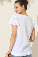 Load image into Gallery viewer, CWTBLS203_R NECK FRILL SHORT SLEEVE BLOUSE TOP