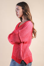 Load image into Gallery viewer, 12W3376N-Oversized Two Tone Knit Casual Sweater Top