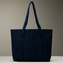 Load image into Gallery viewer, Luxe Terry Irregular Grid Pattern Tote Bag - Beach Bag
