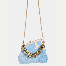 Load image into Gallery viewer, Abstract Metallic Frame Sequin Hand Bag