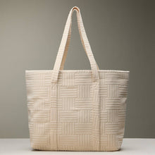 Load image into Gallery viewer, Luxe Terry Irregular Grid Pattern Tote Bag - Beach Bag