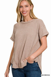 Washed Baby Waffle Short Sleeve Top