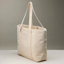 Load image into Gallery viewer, Luxe Terry Irregular Grid Pattern Tote Bag - Beach Bag