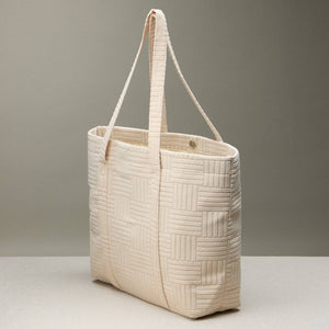 Luxe Terry Irregular Grid Pattern Tote Bag - Beach Bag