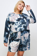 Load image into Gallery viewer, Plus Size Lounge Set Tie Dye Sweatshirt and Shorts