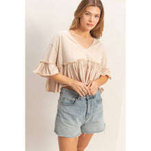 Load image into Gallery viewer, V-Neck Ruffle Hem Top