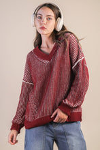 Load image into Gallery viewer, 12W3376N-Oversized Two Tone Knit Casual Sweater Top