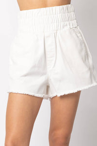 NP70123-High-Waist Washed Twill Shorts