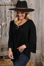 Load image into Gallery viewer, CWTTL1401-P_3/4 SLEEVE WITH NECK STRING DETAILED TOP