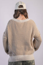 Load image into Gallery viewer, 12W3376N-Oversized Two Tone Knit Casual Sweater Top