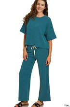 Load image into Gallery viewer, ..0903 Raised Rib Short Sleeve Tee &amp; Pants Set SI-28709