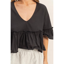 Load image into Gallery viewer, V-Neck Ruffle Hem Top