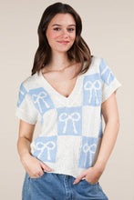 Load image into Gallery viewer, 12W3370N-Bow Grapic Knit Summer Sweater Top