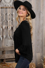 Load image into Gallery viewer, CWTTL1401-P_3/4 SLEEVE WITH NECK STRING DETAILED TOP