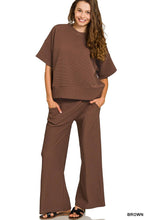 Load image into Gallery viewer, Ribbed Round Neck Tee And Pants Set