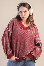 Load image into Gallery viewer, 12W3376N-Oversized Two Tone Knit Casual Sweater Top