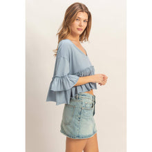 Load image into Gallery viewer, V-Neck Ruffle Hem Top