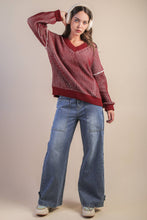 Load image into Gallery viewer, 12W3376N-Oversized Two Tone Knit Casual Sweater Top