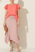 Load image into Gallery viewer, CWTBLS203_R NECK FRILL SHORT SLEEVE BLOUSE TOP