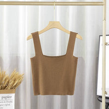 Load image into Gallery viewer, Solid Square Neck Sleeveless Knit Crop Top