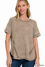 Load image into Gallery viewer, Washed Baby Waffle Short Sleeve Top