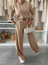 Load image into Gallery viewer, Ribbed T-Shirt &amp; Drape Straight-Leg Pants Set