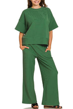 Load image into Gallery viewer, Ribbed Round Neck Tee And Pants Set