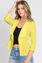 Load image into Gallery viewer, Casual Work Ruched 3/4 Sleeve Open Front Blazer