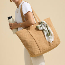 Load image into Gallery viewer, Luxe Terry Irregular Grid Pattern Tote Bag - Beach Bag