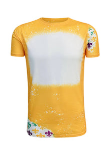 Mardi Gras Gold Fleur De Lis Blank Faux Bleached Top