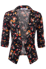 Load image into Gallery viewer, CWOBL091_Casual Work Ruched 3/4 Slv Open Front Blazer Jacket