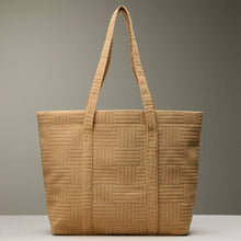 Load image into Gallery viewer, Luxe Terry Irregular Grid Pattern Tote Bag - Beach Bag