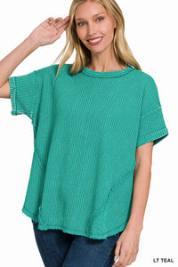 Washed Baby Waffle Short Sleeve Top