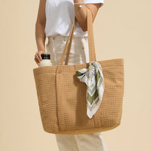 Load image into Gallery viewer, Luxe Terry Irregular Grid Pattern Tote Bag - Beach Bag