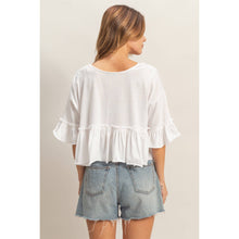 Load image into Gallery viewer, V-Neck Ruffle Hem Top