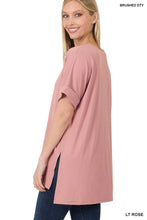 Load image into Gallery viewer, Brushed Dty Rolled Short Sleeve V Neck Top