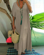 Load image into Gallery viewer, V-Neck Irregular Long Swing Dress