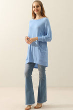 Load image into Gallery viewer, CWTTL1491-P_PLUS SIZED R NECK LONG SLEEVE SLUB LONG KNIT TOP